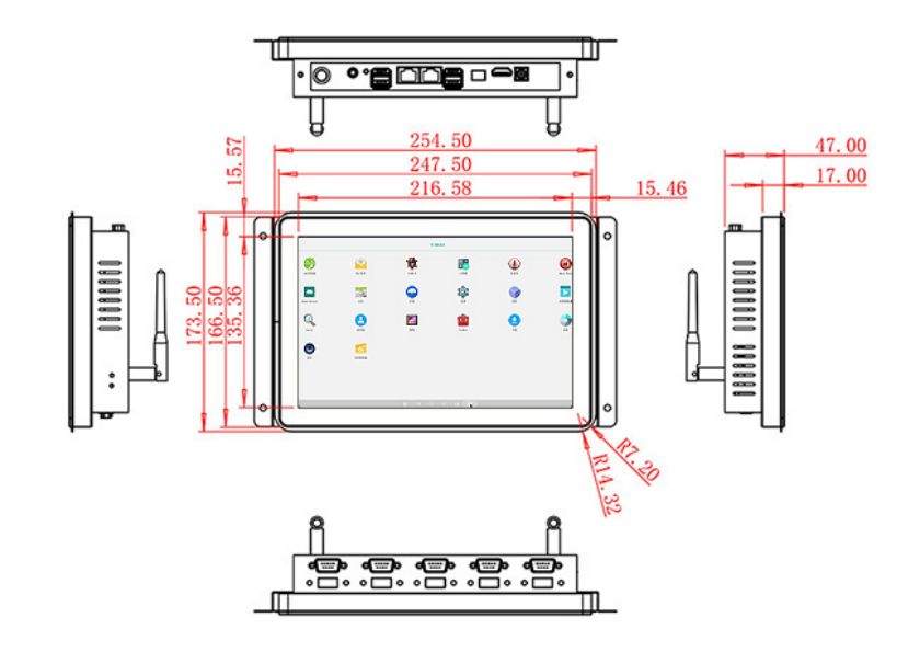 10.1 inch Flush mount industrial grade Android touch LCD Display