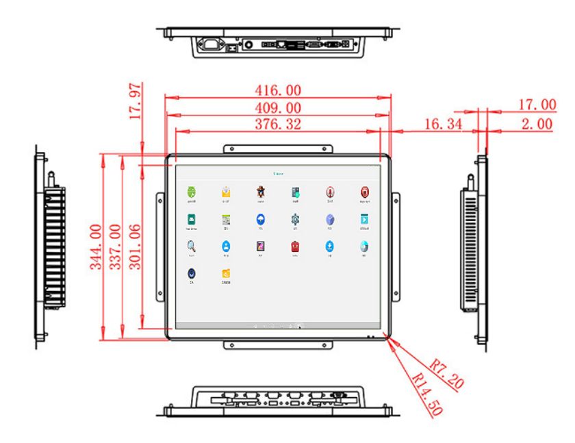 Flush mount industrial grade Android touch LCD Display