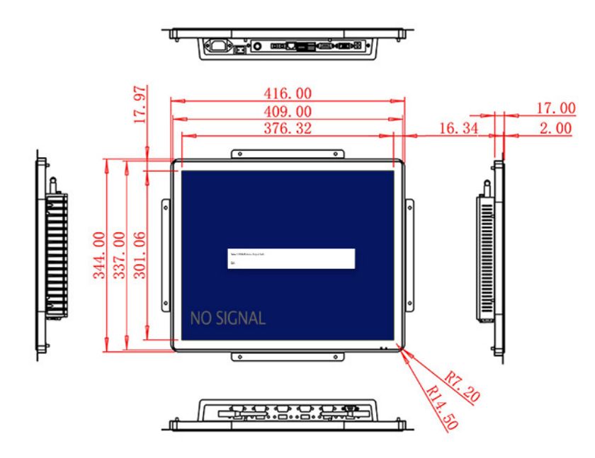 Flush mount industrial grade PCAP Touchscreen lcd monitor