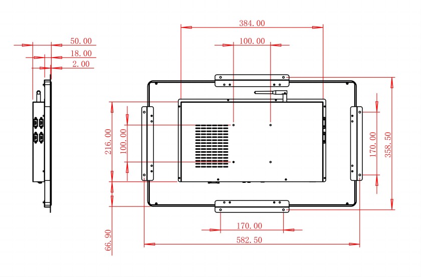 open frame industrial grade PCAP Touchscreen lcd monitor