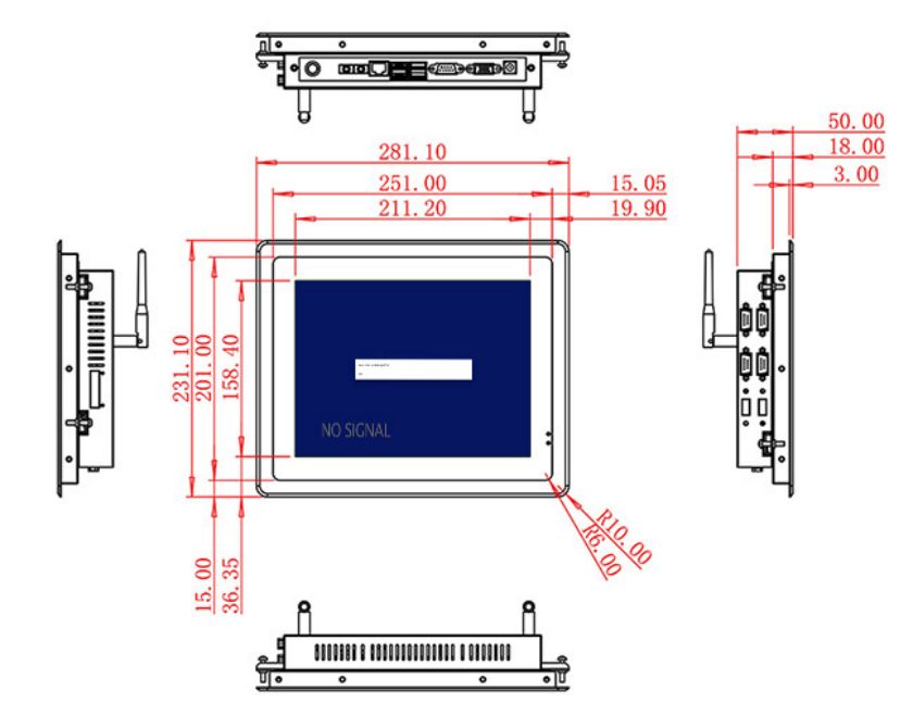 10.4 inch open frame PCAP touch lcd monitor