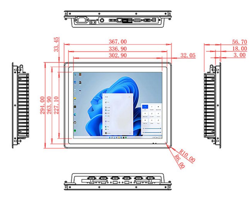 15 inch Flush mount computer screen