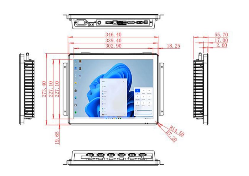 15 inch open frame industrial grade computer touch screen