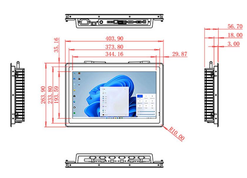 15.6 inch Flush mount computer touch screen