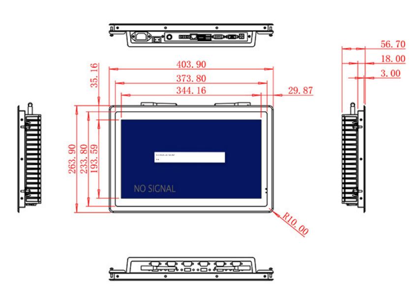 15.6 inch Flush mount industrial grade PCAP Touchscreen lcd monitor