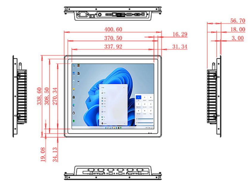 17 inch Flush mount computer touch screen