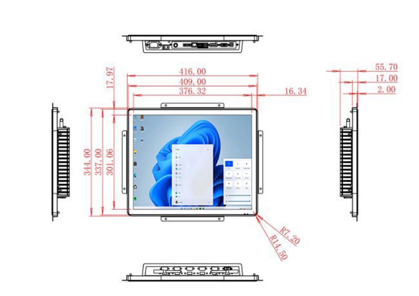 19 inch Embedded computer screen