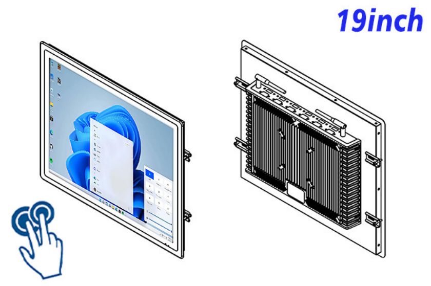 19 inch Flush mount industrial grade computer touch screen