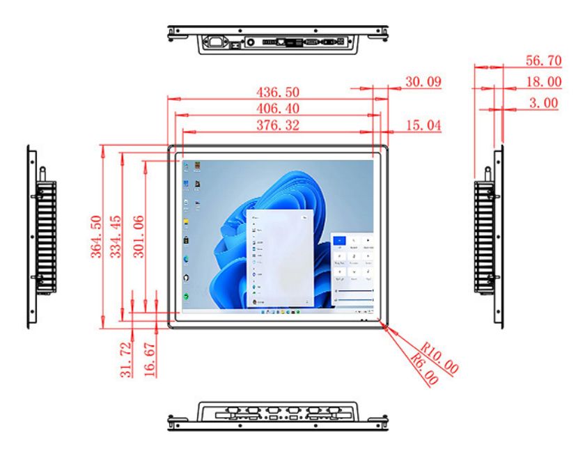 19 inch Flush mount industrial grade computer screen