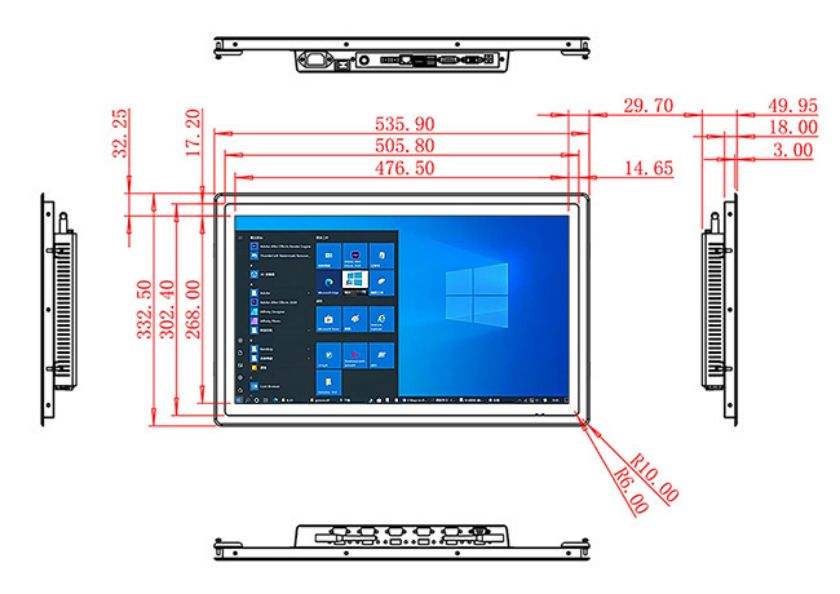 21.5 inch Flush mount industrial grade computer screen