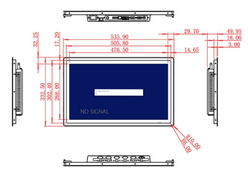 21.5 inch open frame industrial grade PCAP touch lcd monitor