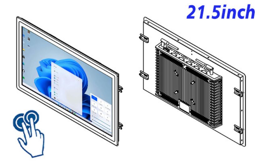 21.5 inch open frame industrial grade computer touch screen