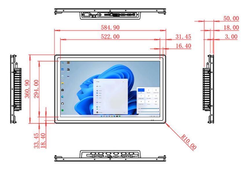 23.6 inch Embedded computer touch screen factory