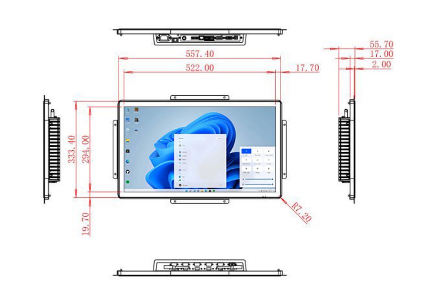 23.6 inch Flush mount computer touch screen