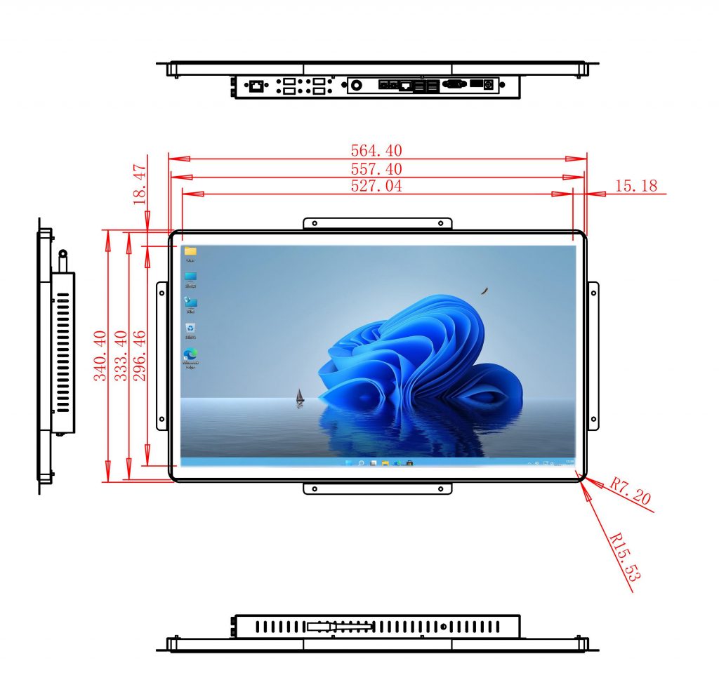 23.8 inch open frame industrial grade computer screen