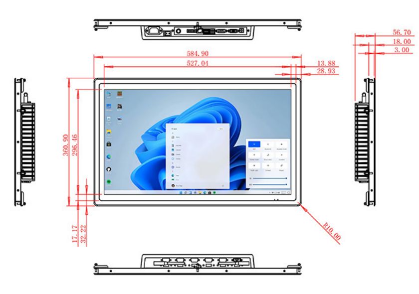 23.8 inch open frame industrial grade computer touch screen