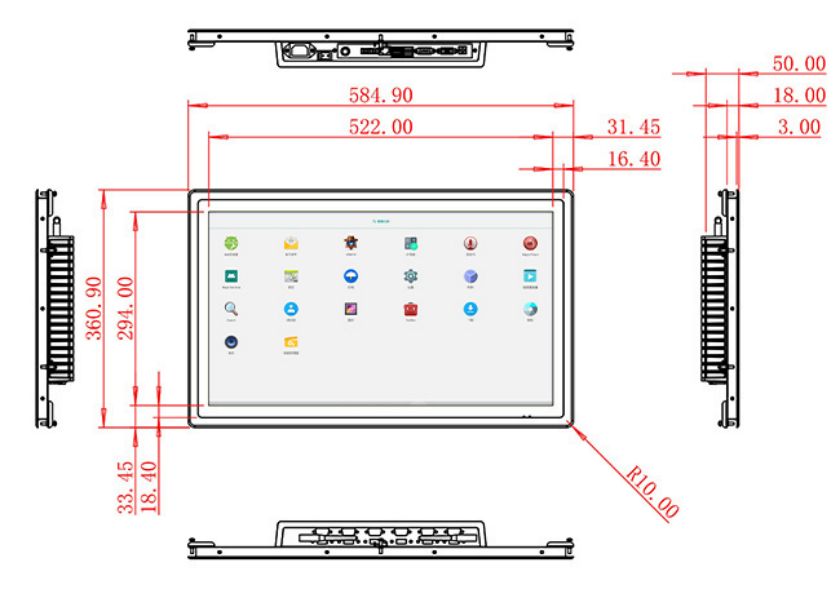 Flush mount Android touch LCD Display