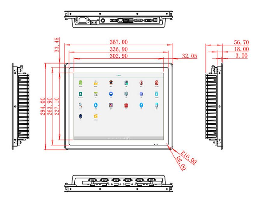 Flush mount industrial grade Android touch LCD Display