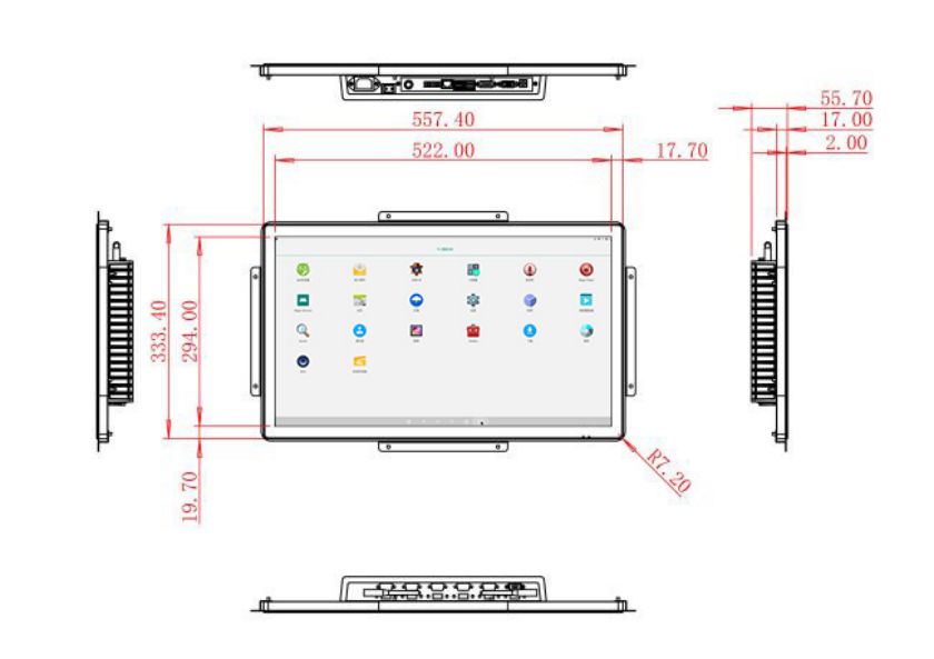 Flush mount industrial grade Android touch LCD Display