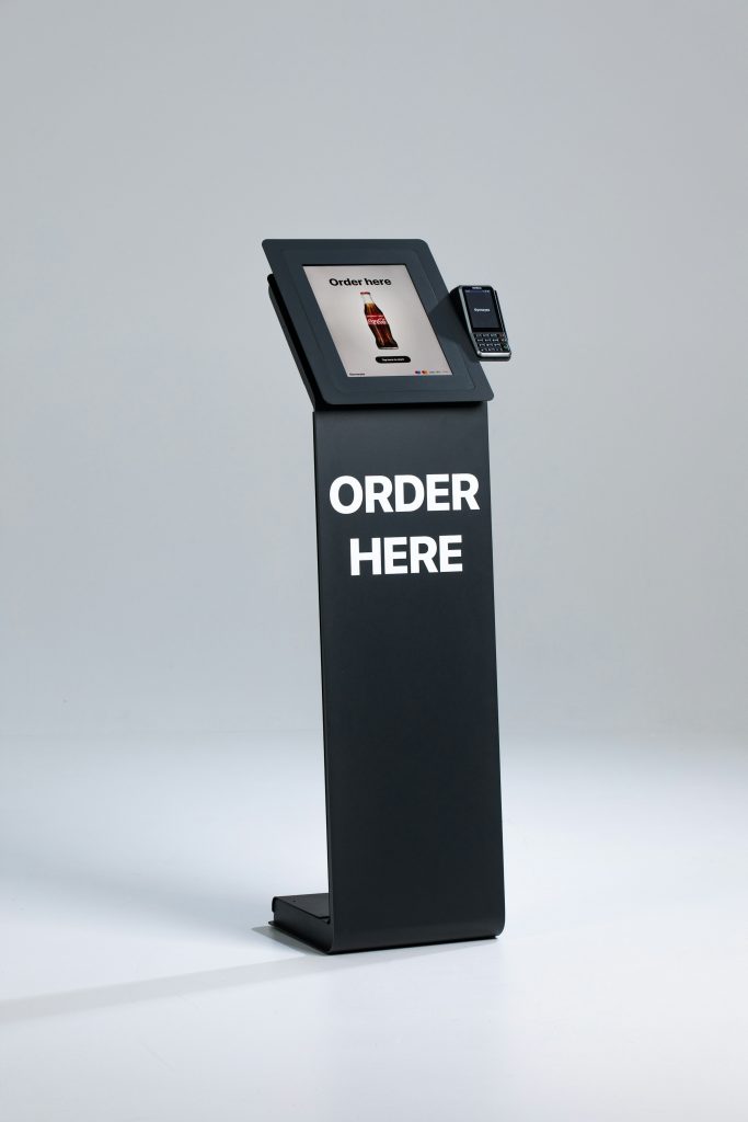 Large screen self ordering kiosk with a clear digital menu