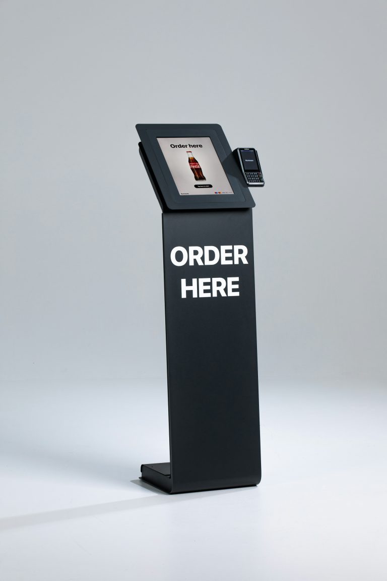 Large screen self ordering kiosk with a clear digital menu
