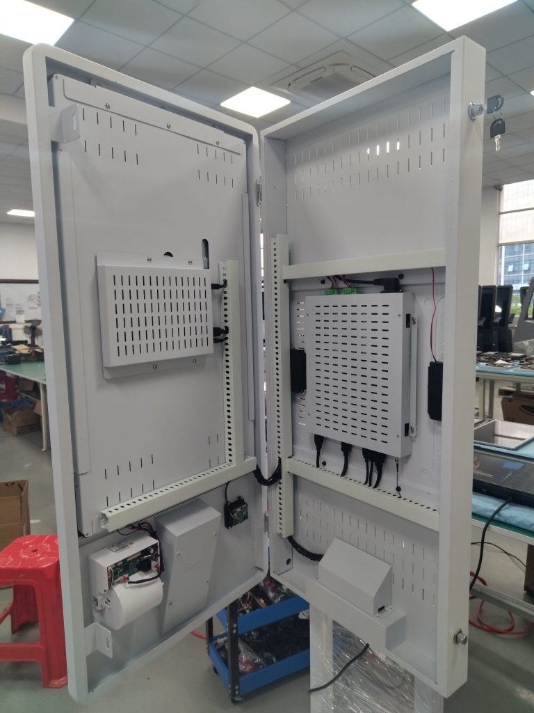 Front access for outdoor kiosk printer and payment maintenance
